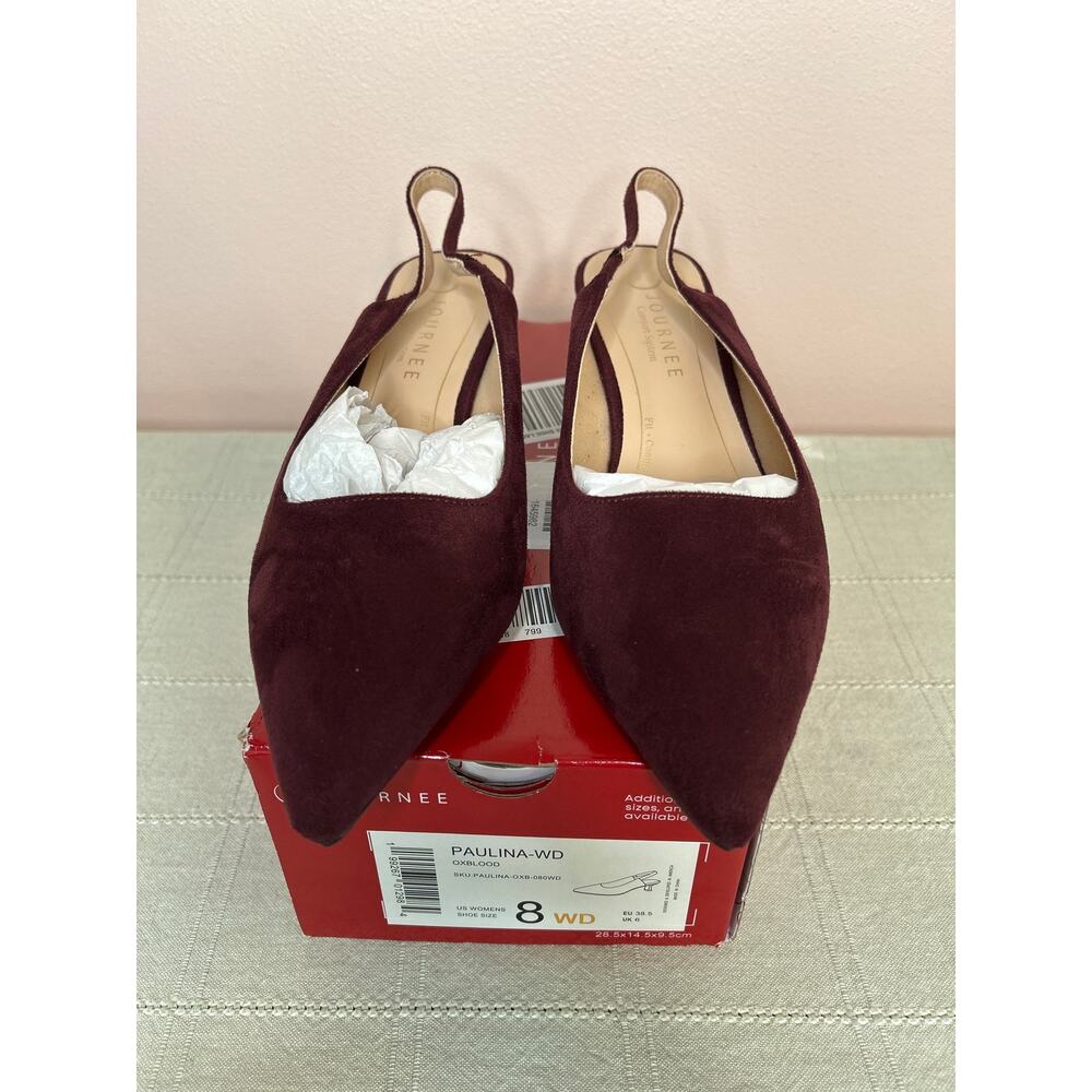 Journee Collection Paulina Women's Oxblood Patent Slingback Kitten Heel Sz 8 WD - Picture 5 of 16